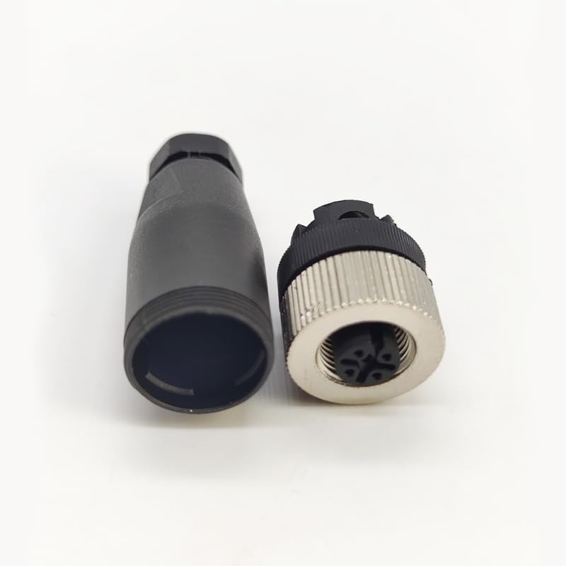 10Pcs M12 4 Pin Female Connector, Straight Field Assembly Wireable Adapter 12mm A Code Industrial Circular Connector IP67 Waterproof Sensor for PG7 Cable Unshiled 250V 4A AC/DC for Electric Bicycles