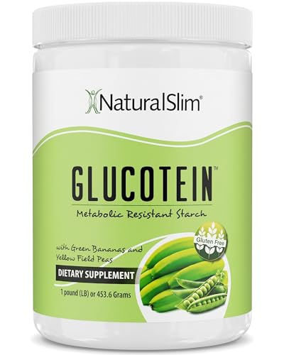 NaturalSlim Glucotein Prebiotic Resistant Starch Supplement with Green Banana Flour & Pea Starch Blend Non-GMO Gluten-Free 16 Servings