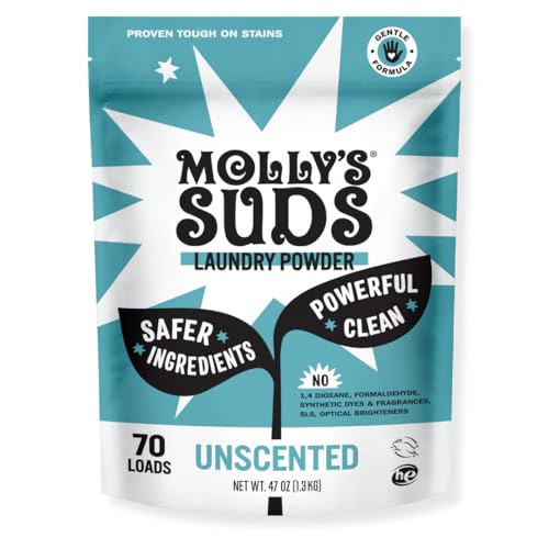 Molly's Suds Original Laundry Detergent Powder | Clean Laundry Detergent Powder for Sensitive Skin | Simple, Effective Ingredients, Stain Fighting | 70 Loads (Unscented)