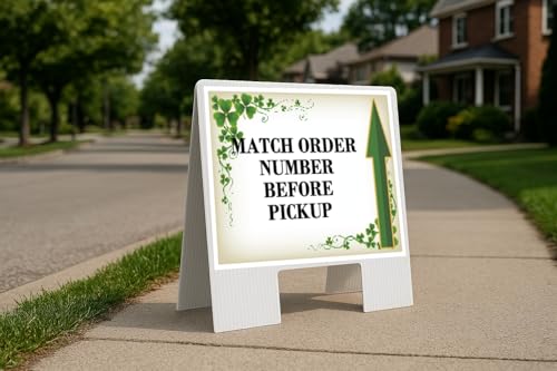 Match Order Number Before Pickup St. Patrick'S Day Irish Fancy Clover Tan Up Arrows A-Frame Single Sided 23x23 in. Yard Road Sign