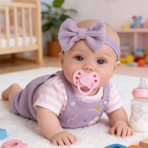 Milidool Lifelike Reborn Baby Dolls Girl-18 inch Realistic Newborn Baby Dolls, Soft Cloth Weighted Body with Feeding Toy, Gift for Kids Ages 3+