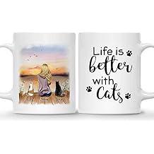 Gossby Personalized Custom Mug 2 Cats Life Is Better With Cats Cat Lover Mug, Funny Cat Cup, Cat Decor, Cat Gifts, Cat Lady
