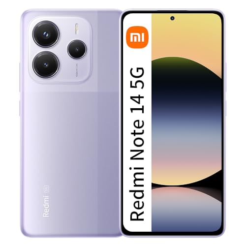 XIAOMI Redmi Note 14 5G NFC Smartphone, 6,67 Zoll, 8 GB + 256 GB, Violett, IP64, 5110 mAh, Mediatek Dimensity 7025 Ultra, Hauptkamera 108 MP, ohne Ladegerät