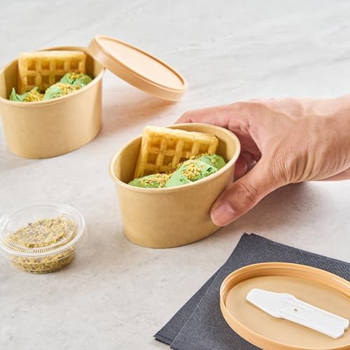 Image of Coppetta 6 Ounce Dessert Cups, 200 Greaseproof Ice Cream Cups - Lids Sold Separately, For Hot And Cold Foods, Kraft Paper Yogurt Bowls, Disposable, For Sundaes, Mousse Or Puddings - Restaurantware