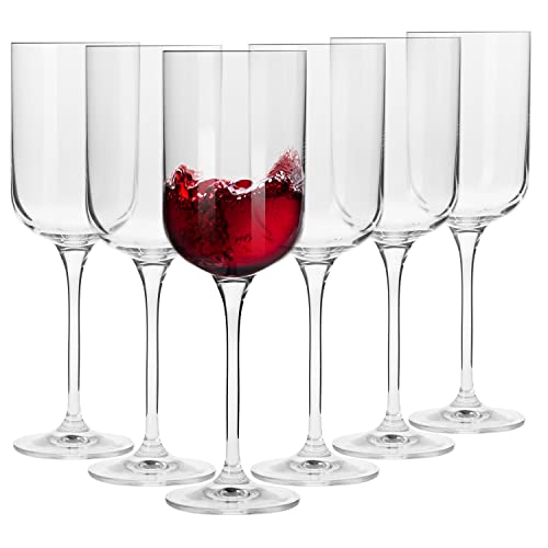 Krosno Pequeño Copas de Vino Tinto | Conjunto de 6 Piezas | 350 ML | Glamour Collection | Perfectos para Uso en Casa, Restaurante y en Fiestas | para Microondas y Lavavajillas