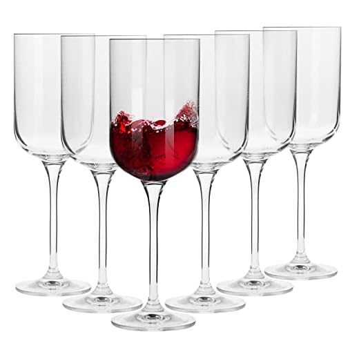 Krosno Pequeño Copas de Vino Tinto | Conjunto de 6 Piezas | 350 ML | Glamour Collection | Perfectos para Uso en Casa, Restaurante y en Fiestas | para Microondas y Lavavajillas