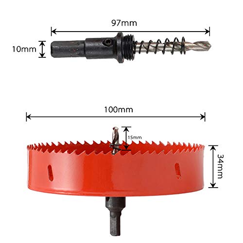 Hole Saw 4" (100Mm), Bi-Metal 30Mm Cutting Depth Hss M42 Hole Cutter For Wood, Plastic, Drywall, Plasterboard And Soft Metal Sheet #TOP1