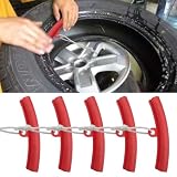 LAINLOY 5PCS Car Tire Changing Rim Protector, Tire Changer Guard Edge Savers, Fixing Tire Rim Protective Cover for Wheel Scratch Prevention, Car Accessories for Motorcycle SUV (Red)