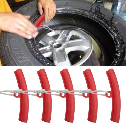 LAINLOY 5PCS Car Tire Changing Rim Protector, Tire Changer Guard Edge Savers, Fixing Tire Rim Protective Cover for Wheel Scratch Prevention, Car Accessories for Motorcycle SUV (Red)