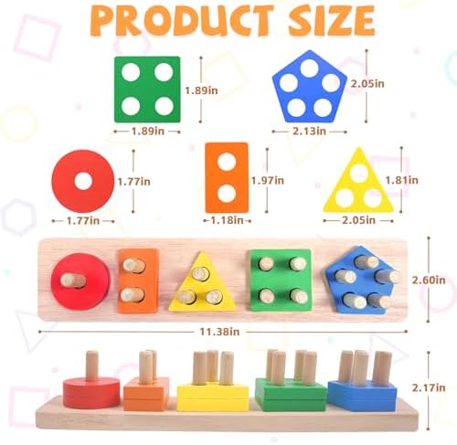 Montessori Toys Stacking & Sorting Learning Shape Sorters for Toddlers 1-3 — view 4