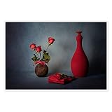 Canvas Prints Wall Art For Home and Office Wall Decoration Red Roses And Vase Canvas Artwork Print P