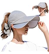 JIAHG Sun Visor Hat Men Women Tennis Hat Golf Hat Summer Sports Travel Cap Breathable Mesh Visors Adjustable Baseball Running Hat Outdoor Open Top Flat Hat Long Brim UV Protection Cap