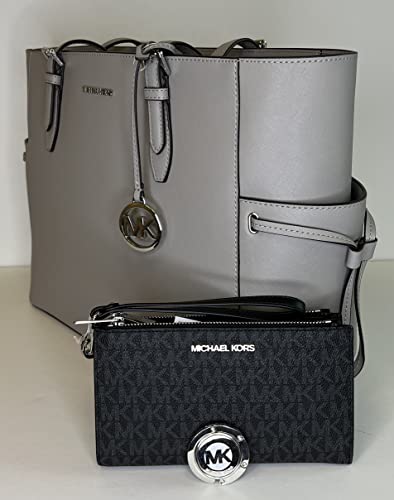 MICHAEL-Michel-Kors-Gilly-Large-Drawstring-Travel-Tote-bundled-with-Double-Zip-Wristlet-and-Michael-Kors-Purse-Hook-Pearl-GreySignature-MK-Black - sparfuchs24.io – Top Angebote, Tests & Preisvergleiche