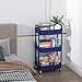 Sywhitta 3-Tier Plastic Rolling Utility Cart with Handle, Multi-Functional Storage Trolley for Office, Living Room, Kitchen, Movable Storage Organizer with Wheels, Blue