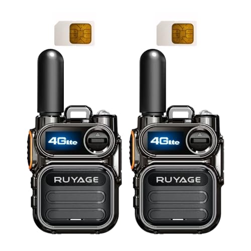 Ruyage X40 Global Walkie Talkies 5000 Mile Long Range Poc radios, 4G LTE Unlimited Range Nationwide PTT Two Way Radios for Family, Logistics, Company, Construction Site with Sim Card (2pcs)