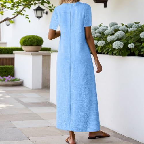 Robe longue en lin fluide pour éviter la chaleur printanière avec style décontracté - 2