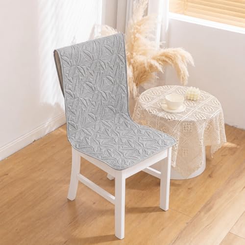 Image of HOMETHREADS Non-Slip Chair Cover-Universal Fit for Kitchen & Dining Chairs-Cushioned Comfort - Stylish Machine Washable Seat Cover -145x45Cm (Grey, Pack of 4)