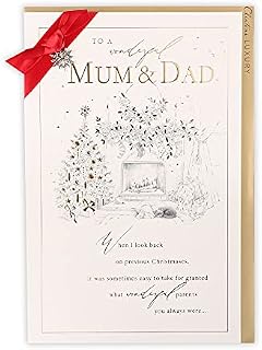 Clintons: Mum and Dad Pencil Indoor Fireplace Scene Christmas Card, Multi-Colour, 171 x 260, 1182057
