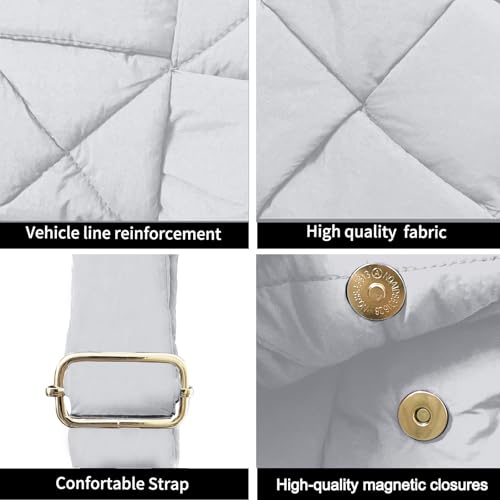 Image of Shoulder Bag Lightweight Puffer Tote Crossbody Bag Handwoven for Women | waterproof nylon, durable, soft padded texture, versatile for travel, work, weekend, everyday, adjustable strap