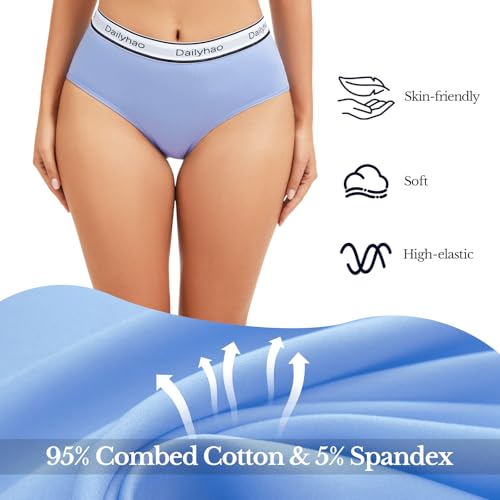 Image of Women's Cotton Underwear Mid Rise Full Coverage Soft Breathable Stretchy Solid Brief (5 Pack)