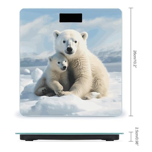 Báscula digital para baño con oso polar y vidrio templado miniatura 2
