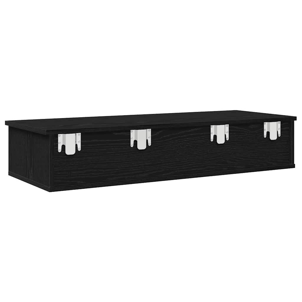 Generisch Wandregal mit Schubladen Schwarz 100x37,5x19 cm Holzwerkstoff,Möbel,Regalsysteme,Wandregale-859960