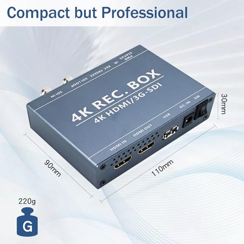 Image of 3G SDI Video Recorder,4K HDMI DVI Video Audio Capture Device with Video Freeze,SDI Loop out /1080P HDMI Output for Multi-Channel Live Streaming, Video Conferencing, Teaching, Streaming, Broadcasting