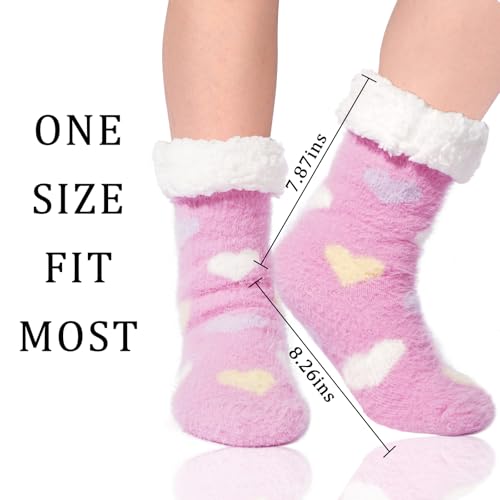 Image of Abodhu Warm Slipper Socks for Women - Fuzzy, Thick, Cozy Sherpa Lined Socks with Non-Slip Bottoms