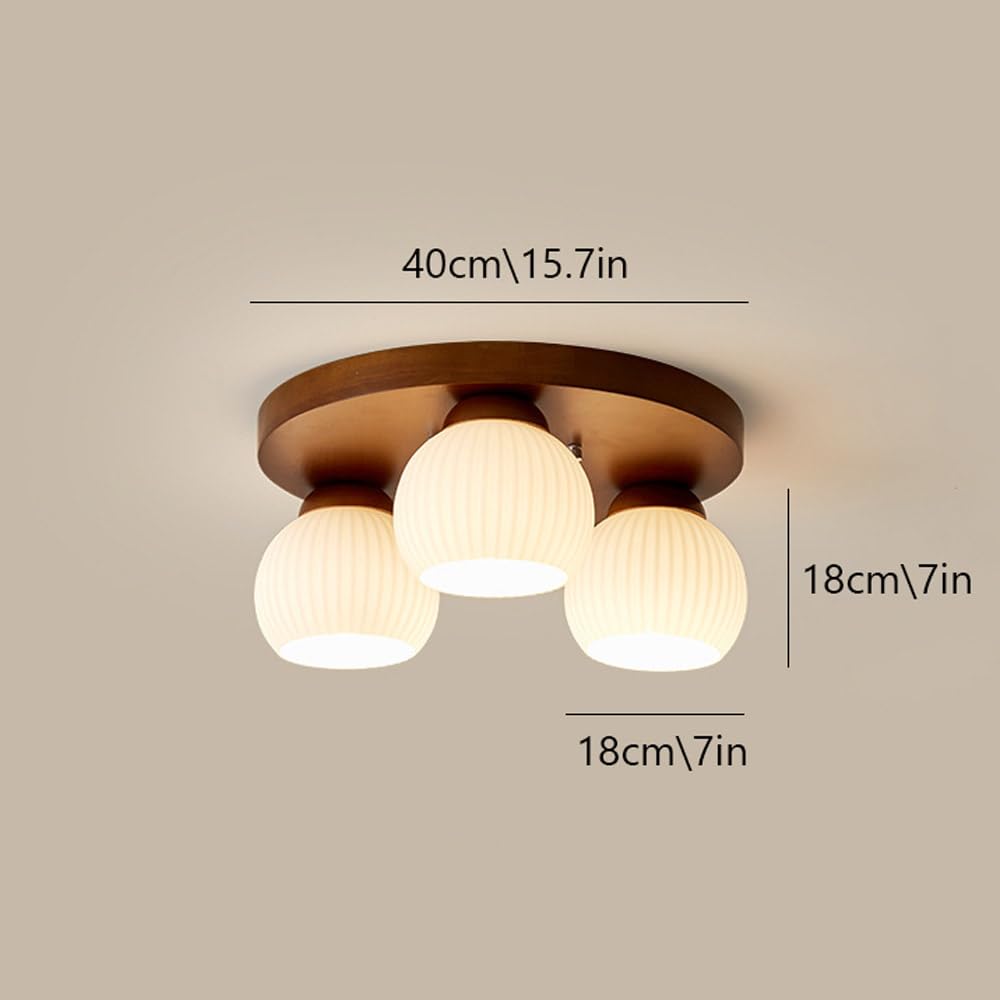 Nowoczesna lampa sufitowa do montażu podtynkowego, drewniana oprawa sufitowa ze szklanym kloszem, zabytkowa okrągła drewniana lampa sufitowa do przedpokoju kuchennego, sypialni, pralni, salonu
