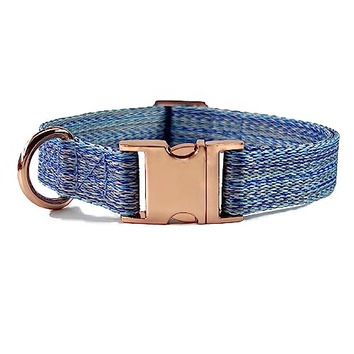 Collar para perro con hebilla metálica, nylon resistente, talla S, azul