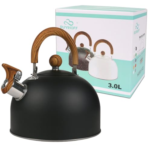 Lista de Teteras para fogón . 50 Tetera Silbadora de Acero Inoxidable para Estufa - Hervidor de Agua de 2L con Silbato Fuerte, Mango Anticaliente y Capacidad para Té y Café, Rápido Calentamiento para Cocina de...