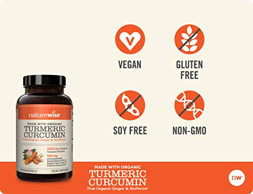 Naturewise Curcumin Turmeric 2250Mg | 95% Curcuminoids & Bioperine Black Pepper Extract Vitamin D3 5000Iu (125 Mcg) Healthy Muscle Function, And Immune Support, #TOP5