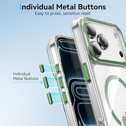 Coque magnetique transparente iPhone 17 et 16 Pro Max bleue anti-choc