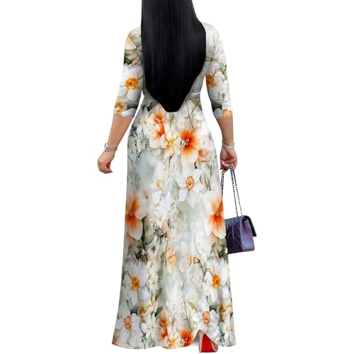 Image of PinkPatty Plus Size Maxi Dress for Women 3 /4 Sleeve Casual Long Dress