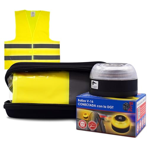Kit Baliza V16 Geolocalizable Homologada Por La Dgt Y Chaleco Reflectante Para Coche Homologado - Kit De Luz De Emergencia Homologado Baliza V16 Estuche Y Chaleco Reflectante - Kit Emergencia Coche Kit Baliza V16 Geolocalizable Homologada Por La Dgt Y Chaleco Reflectante Para Coche Homologado - Kit De Luz De Emergencia Homologado Baliza V16 Estuche Y Chaleco Reflectante - Kit Emergencia Coche