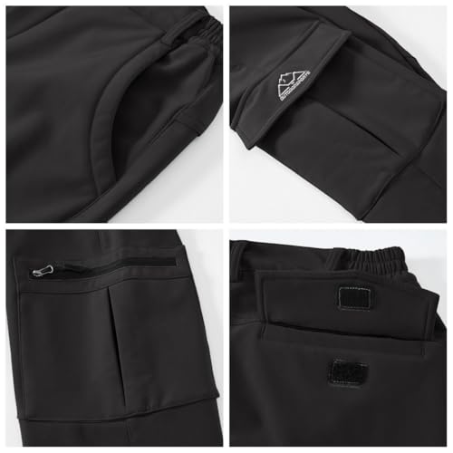 YSENTO Damen Wanderhose Wasserdicht Outdoorhose Softshellhose Winter Skihose Gefütterte Snowboardhose Trekkinghose Funktionshose(Schwarz,XL)