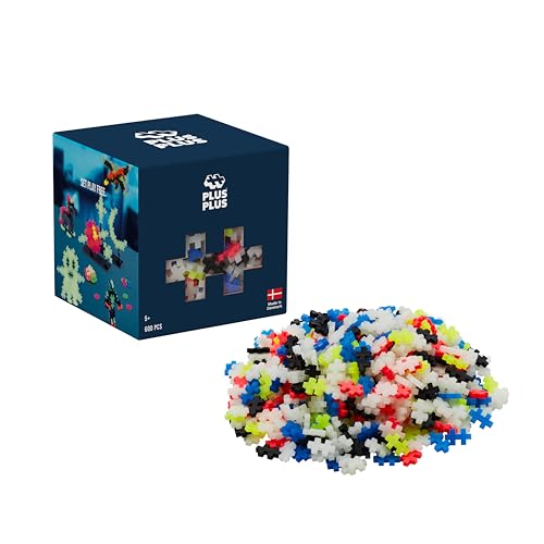 Plus-Plus - Glow Colour Mix - 600 Pieces - Building Blocks, Building, Developing Toys for Kids, STEM, STEAM, Produced in Denmark