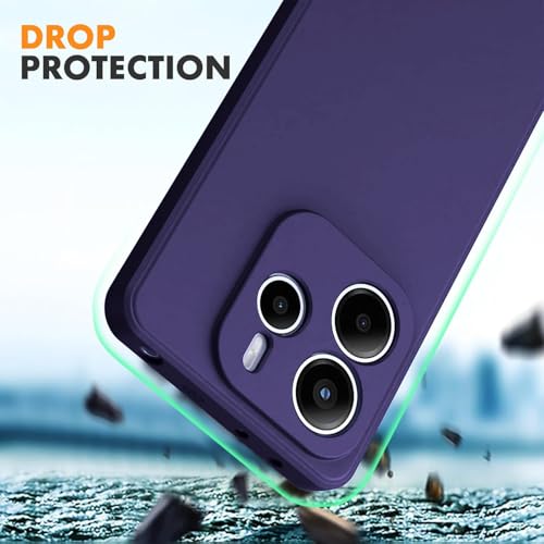 Image of DIZORO Compatible with Mi Redmi Note 14 5G Back Cover with Upgraded Square Edges for Camera Protection Shockproof Flexible Matte Liquid Silicone Mobile Phone Case (Deep Purple.)