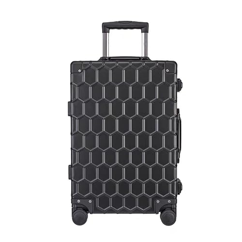 Image of Aluminum Hardshell Carry-On Luggage, Geometric Pattern, Silver, Spinner Wheels, Telescoping Handle (black)