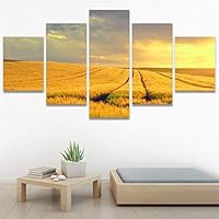 SIGNWIN 5 Panel Canvas Wall Art Modern Art Coastal Colorful Multicolor Photography Romantics Sunset for Home Decorations Ready to Hang - 60