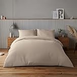 Silentnight Supersoft Duvet Set - Cosy & Comfortable Delicate Touch - Luxurious Easy Care Microfibre with Button Fastening - Stylish & Modern Duvet Quilt Cover + Pillowcase Bed Set, King, Natural