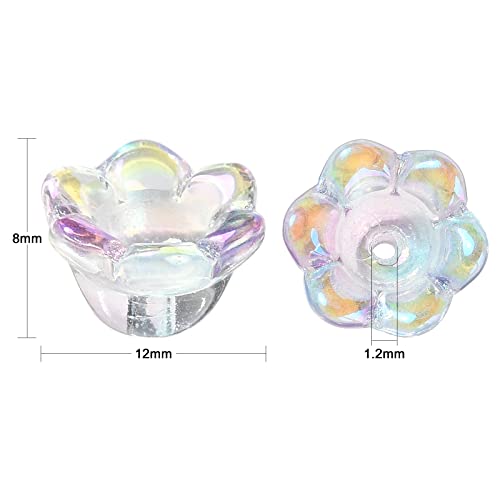 UR URLIFEHALL 100 Pcs Handmade Lampwork Glass Lily of The Valley Beads Flower Crystal Glass Bead Caps for Jewellery Making DIY Crafts - Image 2