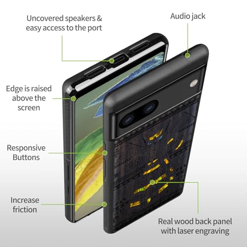 Étui compatible avec Google Pixel 8a gravure bois sombre unique - 6