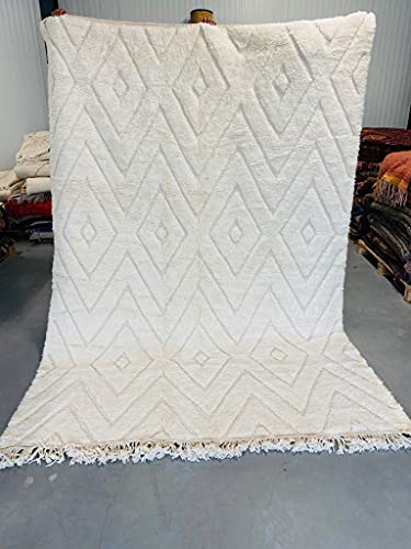 Marokkanische Beni ourain Berber Teppich Orient Teppich - 100% handgewebte natürlich Tribal Wolle Teppich - Diamant Formen - 286 x 200