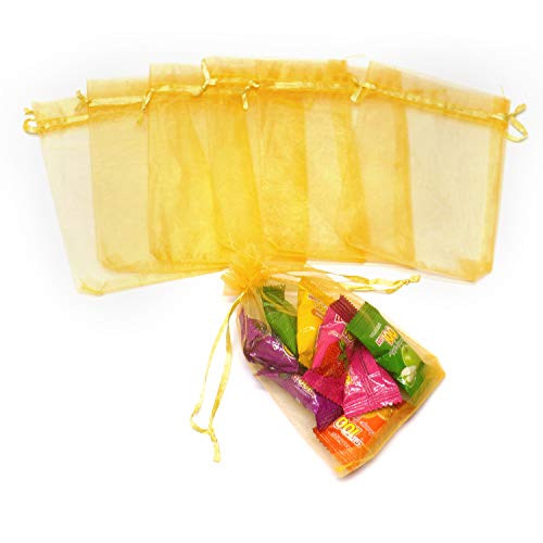 Image of Dealglad 50pcs Drawstring Organza Jewelry Candy Pouch Christmas Wedding Party Favor Gift Bags (3.5x4.5, Golden)