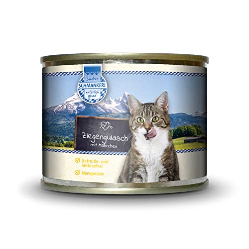 Sandras Schmankerl Nassfutter für Katzen Ziegengulasch 6 x 200g. | getreidefrei | Monoprotein