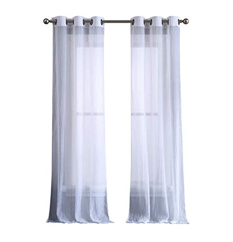 Juicy Couture Marnie Semi Sheer Curtain | 2-Pack, 38" W (76" W for Pair) x 96" L Window Voile Panel Curtains | Vertical Drapes, Easily Pairs with Blinds & Shades, Stainless Steel Grommets White