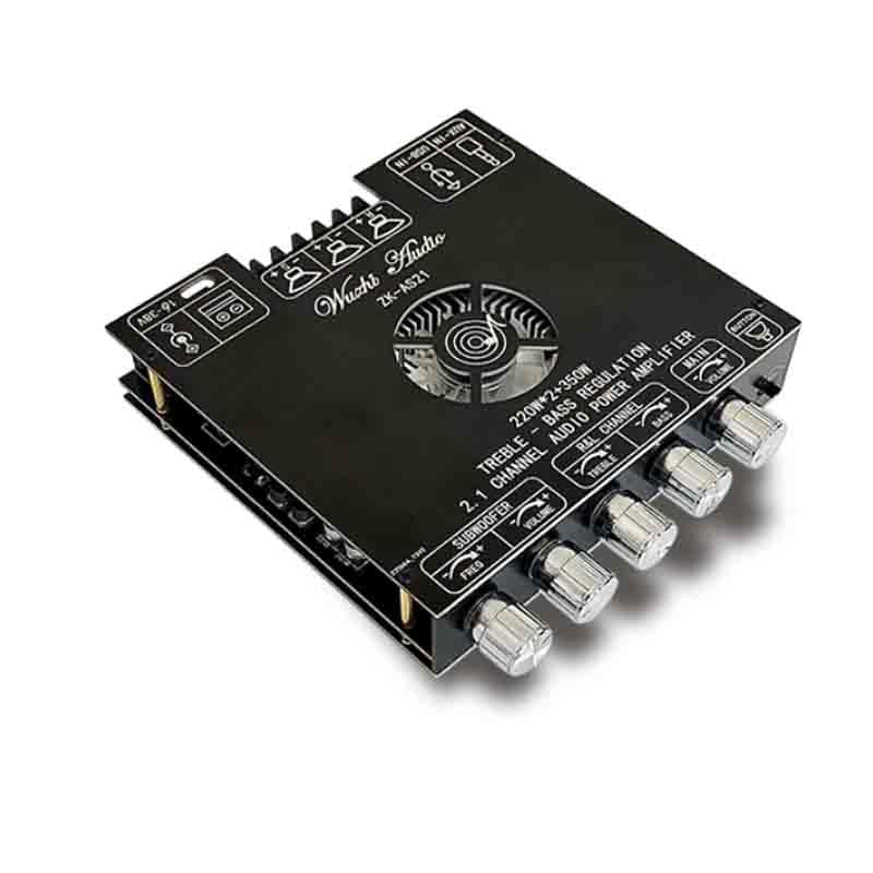 ZK-AS21 TPA3255 5.1 Power Amplifier 2.1 Channel 220Wx2+350W Digital Audio AMP with Treble and Bass Control
