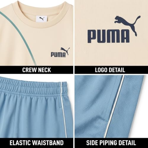 Image of PUMA Boys Active Shorts Set - 2 Piece Dry Fit T-Shirt and Performance Gym Shorts - Activewear Clothing Set for Boys (4-16)