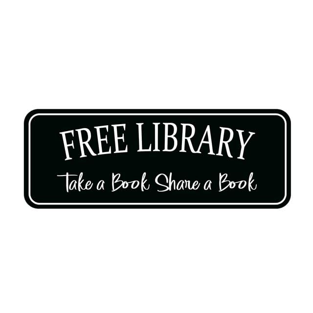 Estiyond Free Library Take A Book Share A Book Graphic Sign,Self Adhesive Sign For Front Door Or Wall 10 X 3 Inch Quick And Easy Installation Design For Home Office Business, Acrylic Heart-1